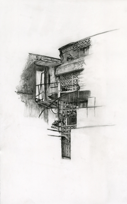 Modi Bhawan, compressed charcoal on paper, 36.5 x 58.8 cm, 2013 Modi Bhawan, compressed charcoal on paper, 36.5 x 58.8 cm, 2013