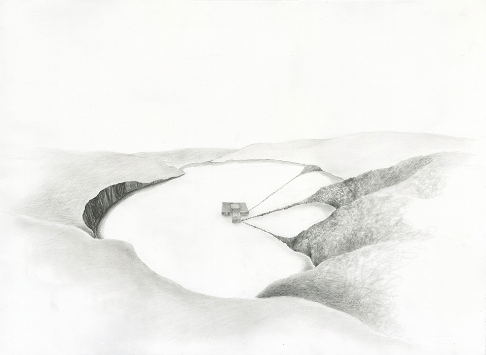 Eleanor Bedlow, Hollow, oil pencil drawing on somerset paper, 56.5 x 76.5cm, 2013